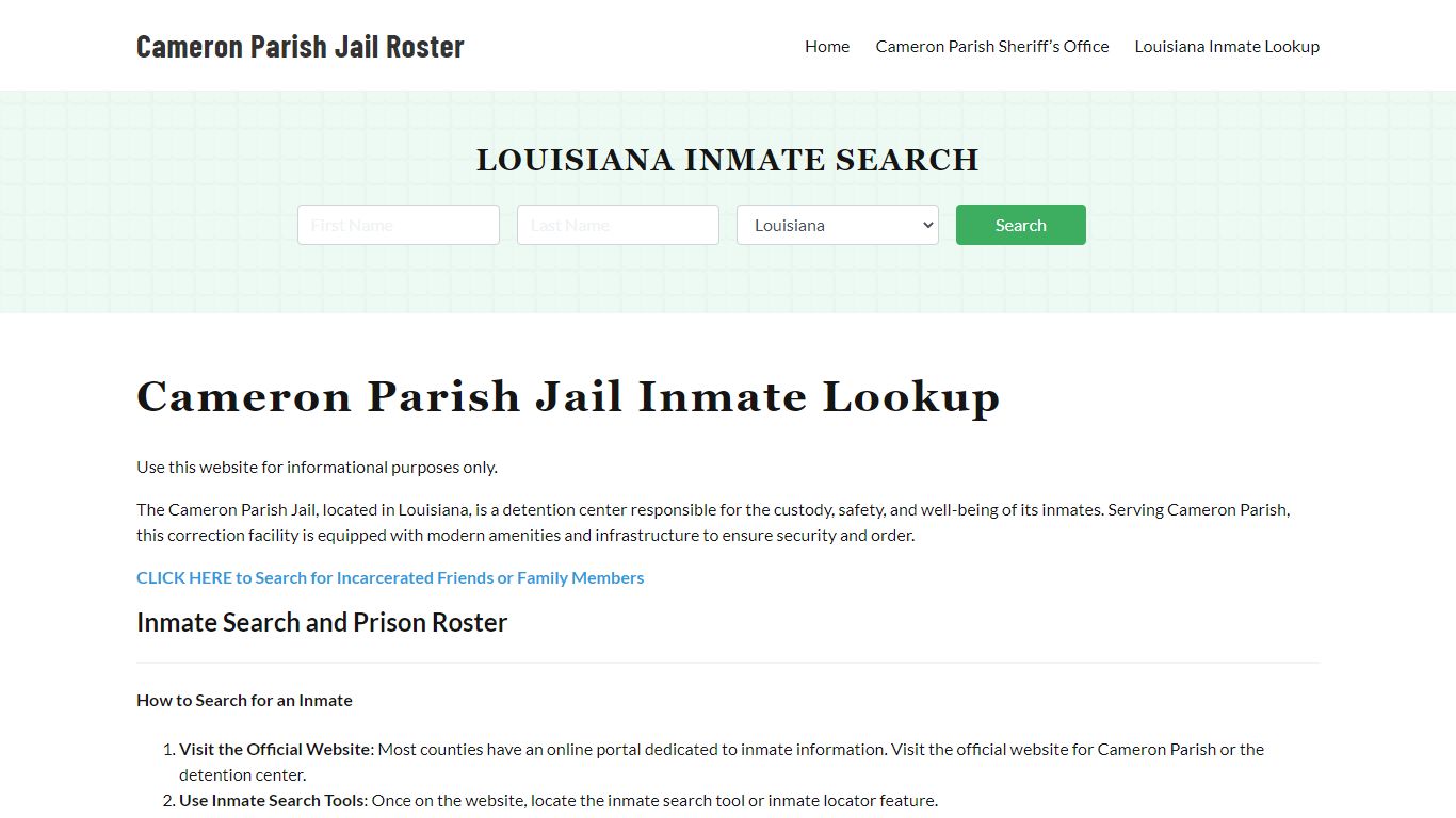 Cameron Parish Jail Roster Lookup, LA, Inmate Search